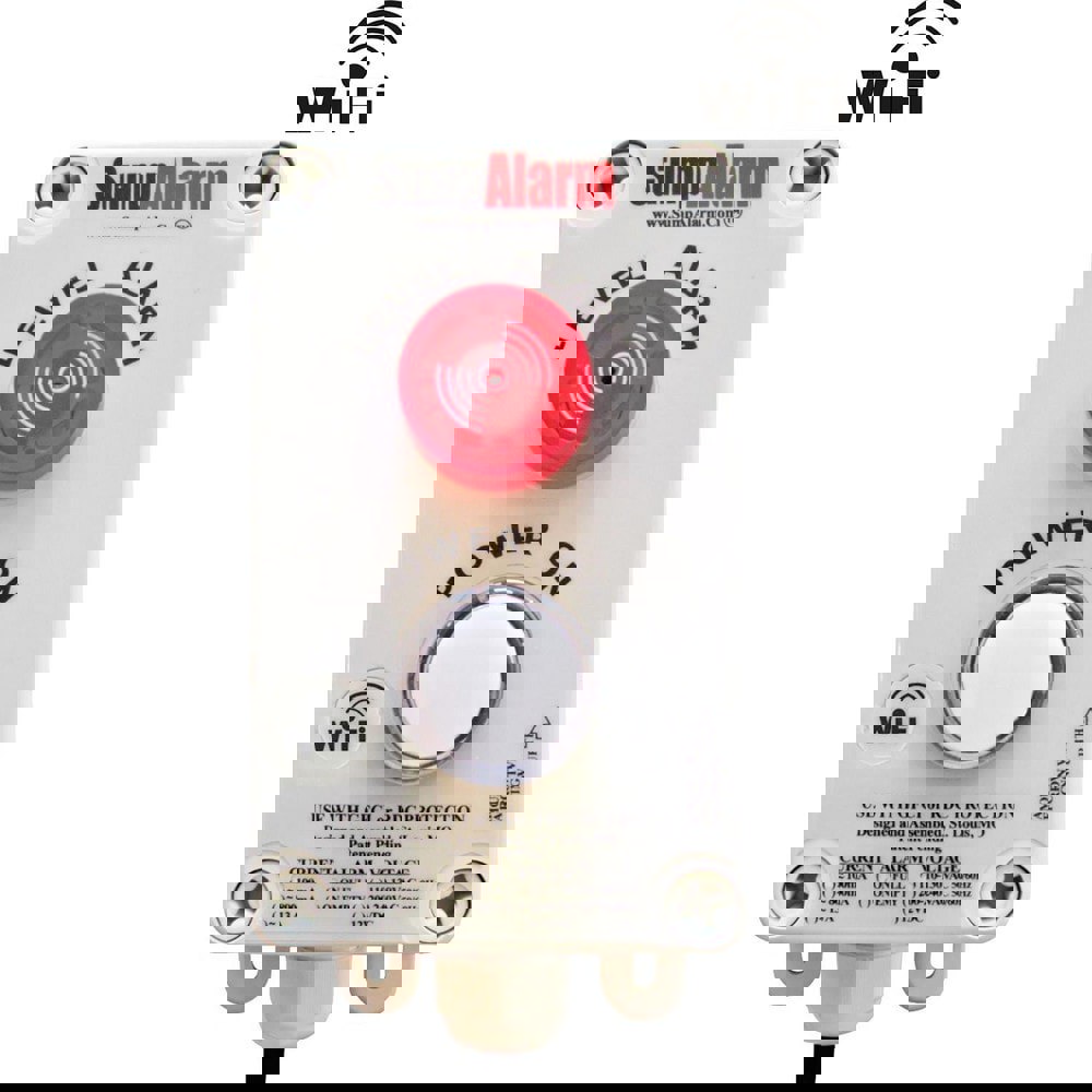 High-Water Alarms; Voltage: 100-120 VAC; Maximum Operating Temperature C: 60.000; Material: Polycarbonate; Alarm Level: White Power Indicator Light; Email; Red warning light; Text; 90DB Horn; Phone Call; For Use With: Grinder Pump; Water Storage Tank; Sum